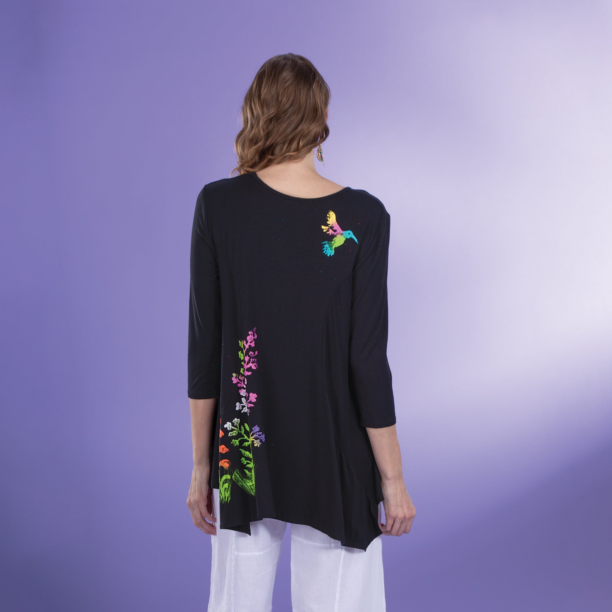 Hand-Painted Hummingbirds In Flight Blouse