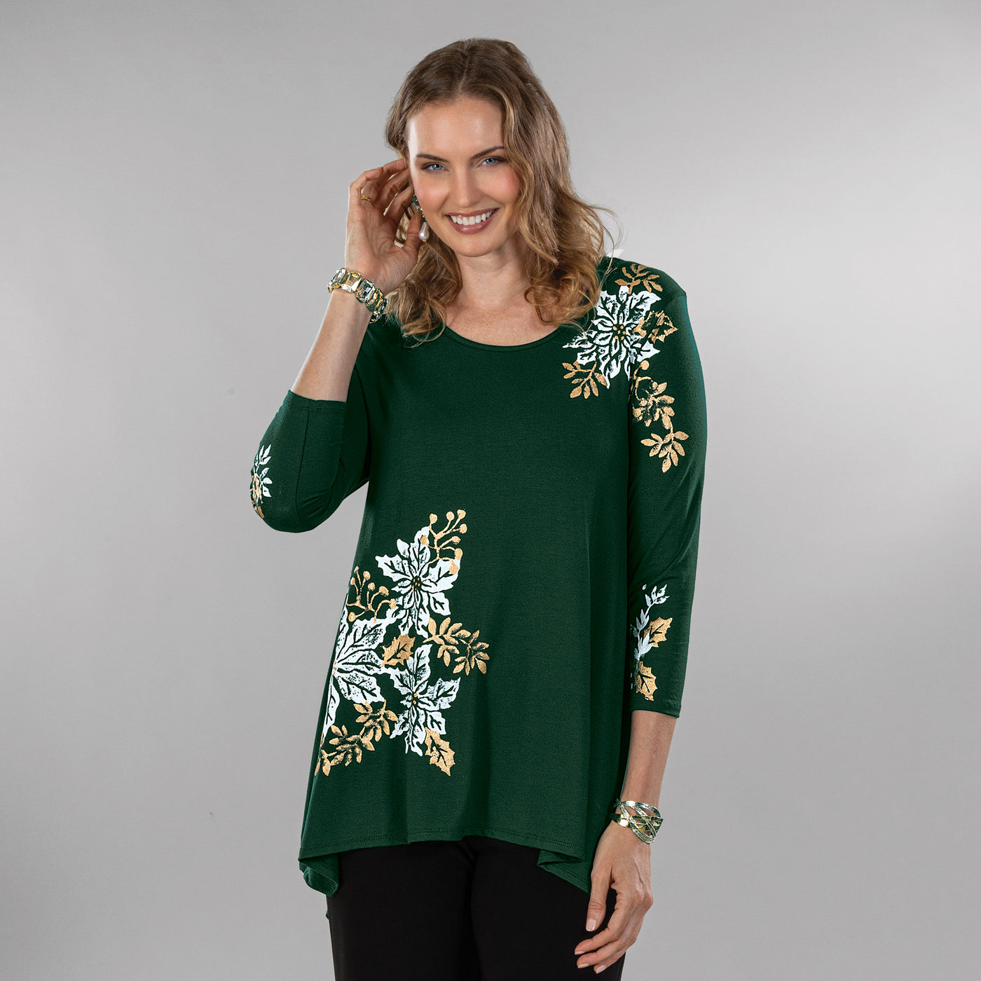 Hand-Painted Festive Florals Blouse