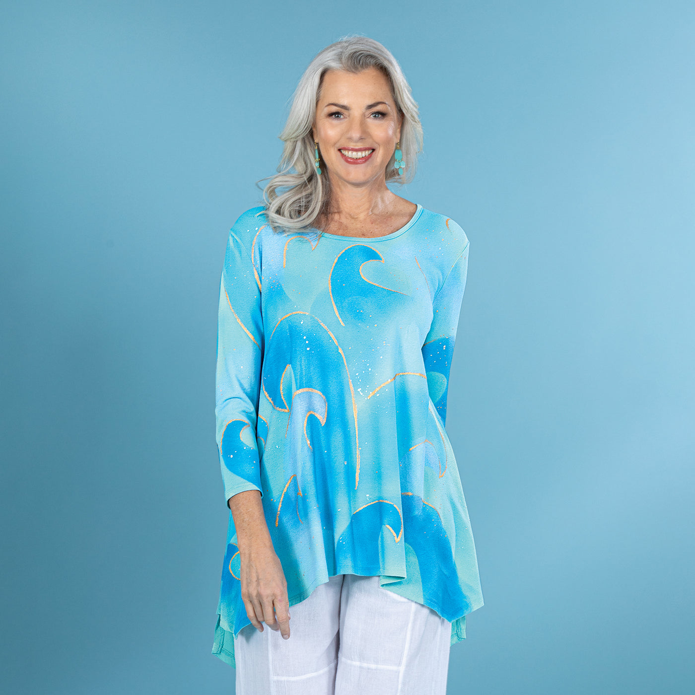 Hand-Painted Glistening Waves Blouse