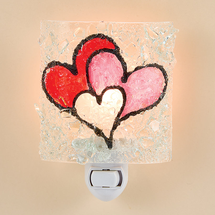 Recycled Glass Triple Heart Nightlight