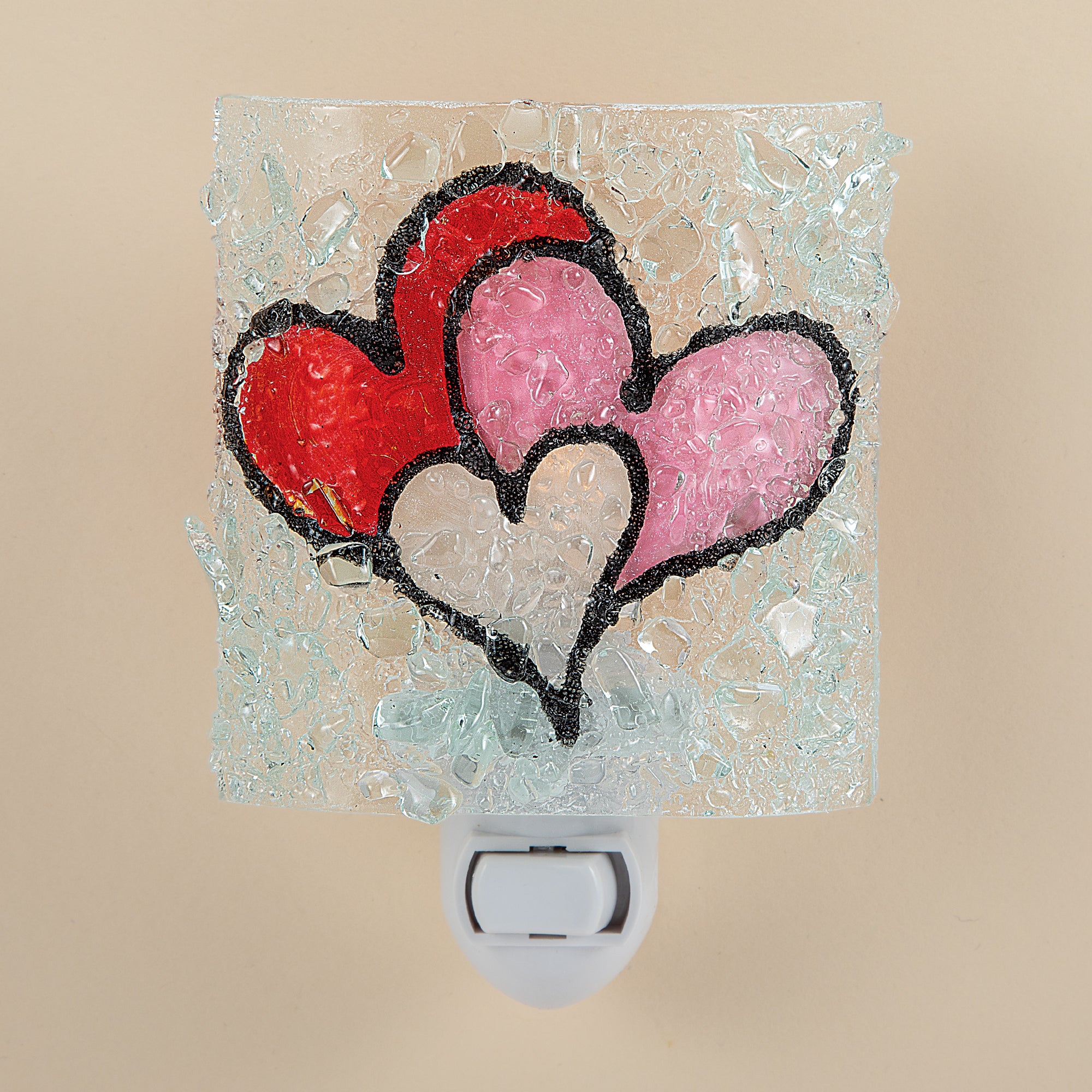 Recycled Glass Triple Heart Nightlight