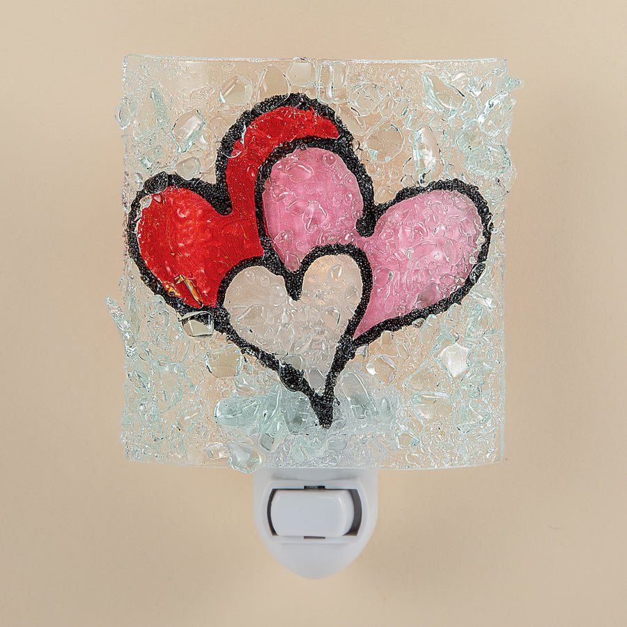 Recycled Glass Triple Heart Nightlight