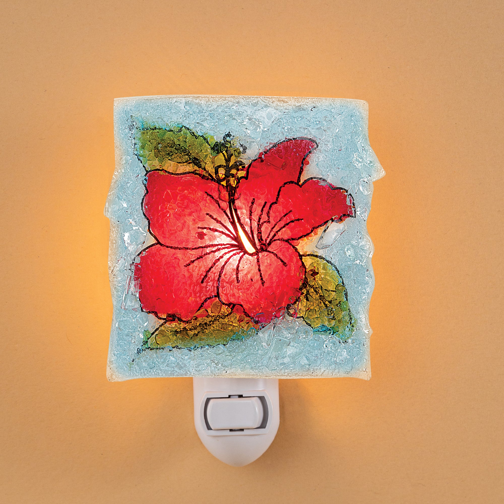 Recycled Glass Blooming Hibiscus Nightlight