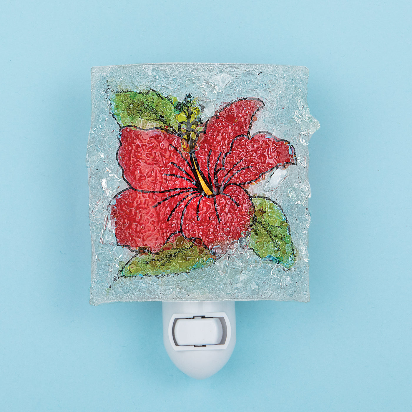 Recycled Glass Blooming Hibiscus Nightlight