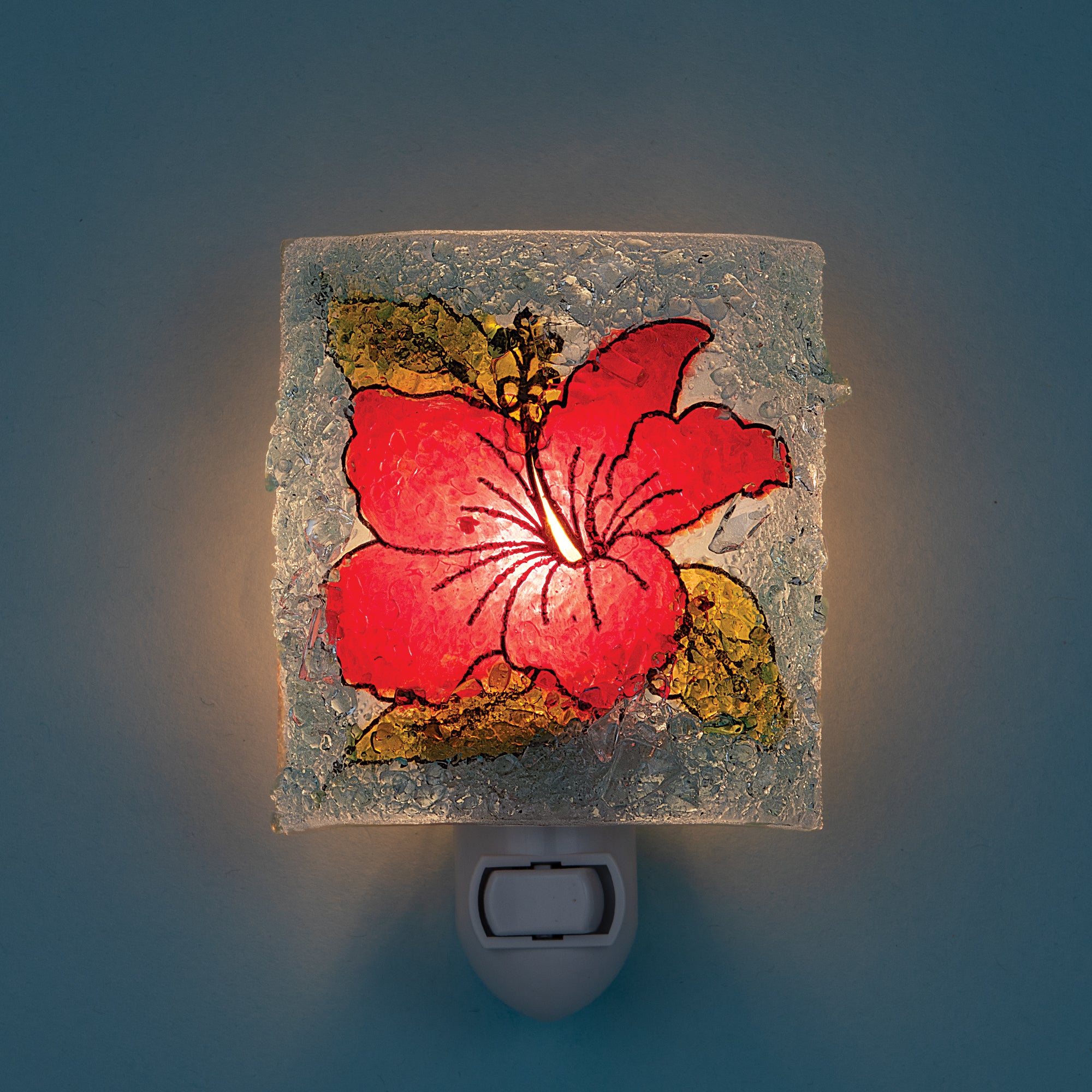 Recycled Glass Blooming Hibiscus Nightlight