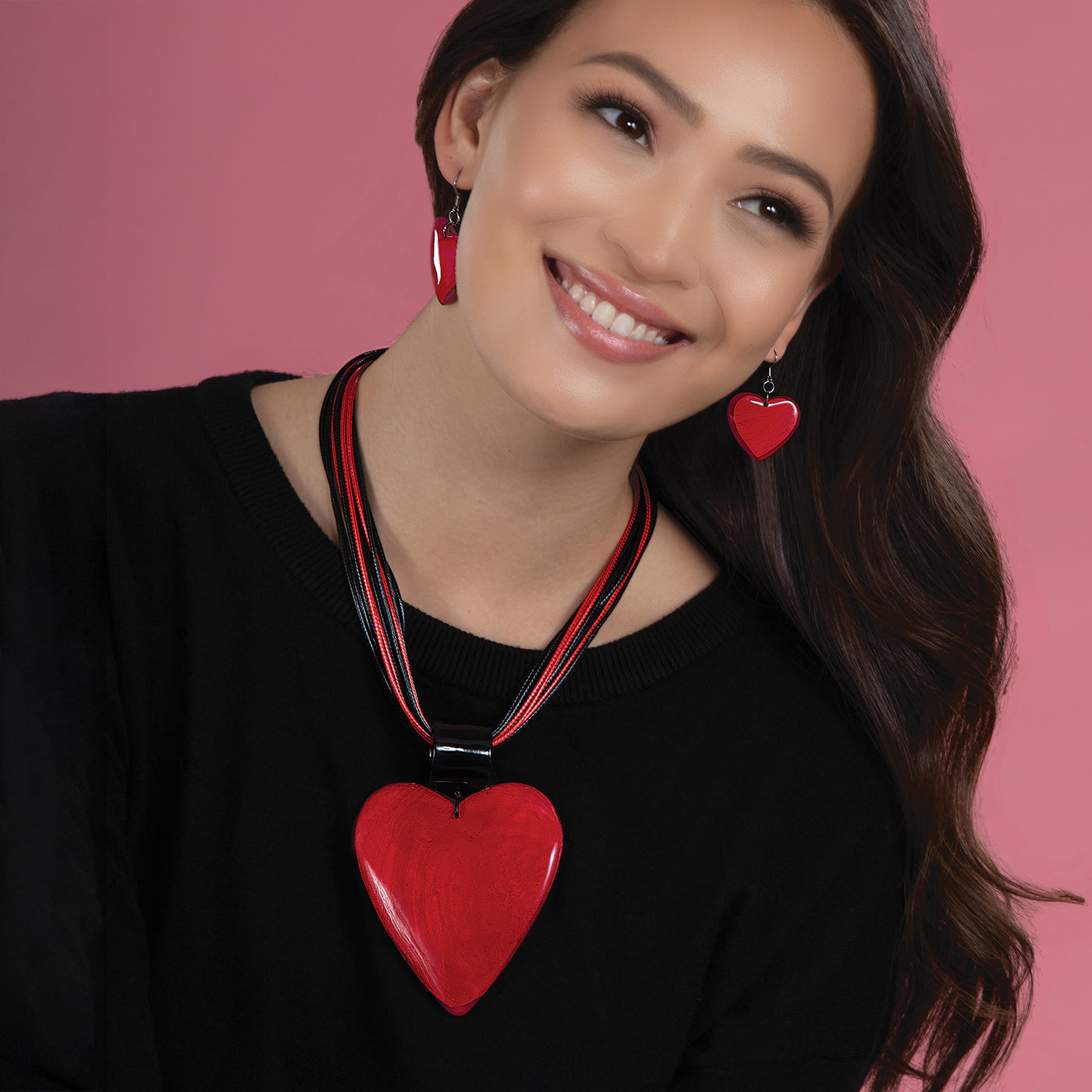 Crimson Heart Statement Necklace & Earrings Set (Preorder)