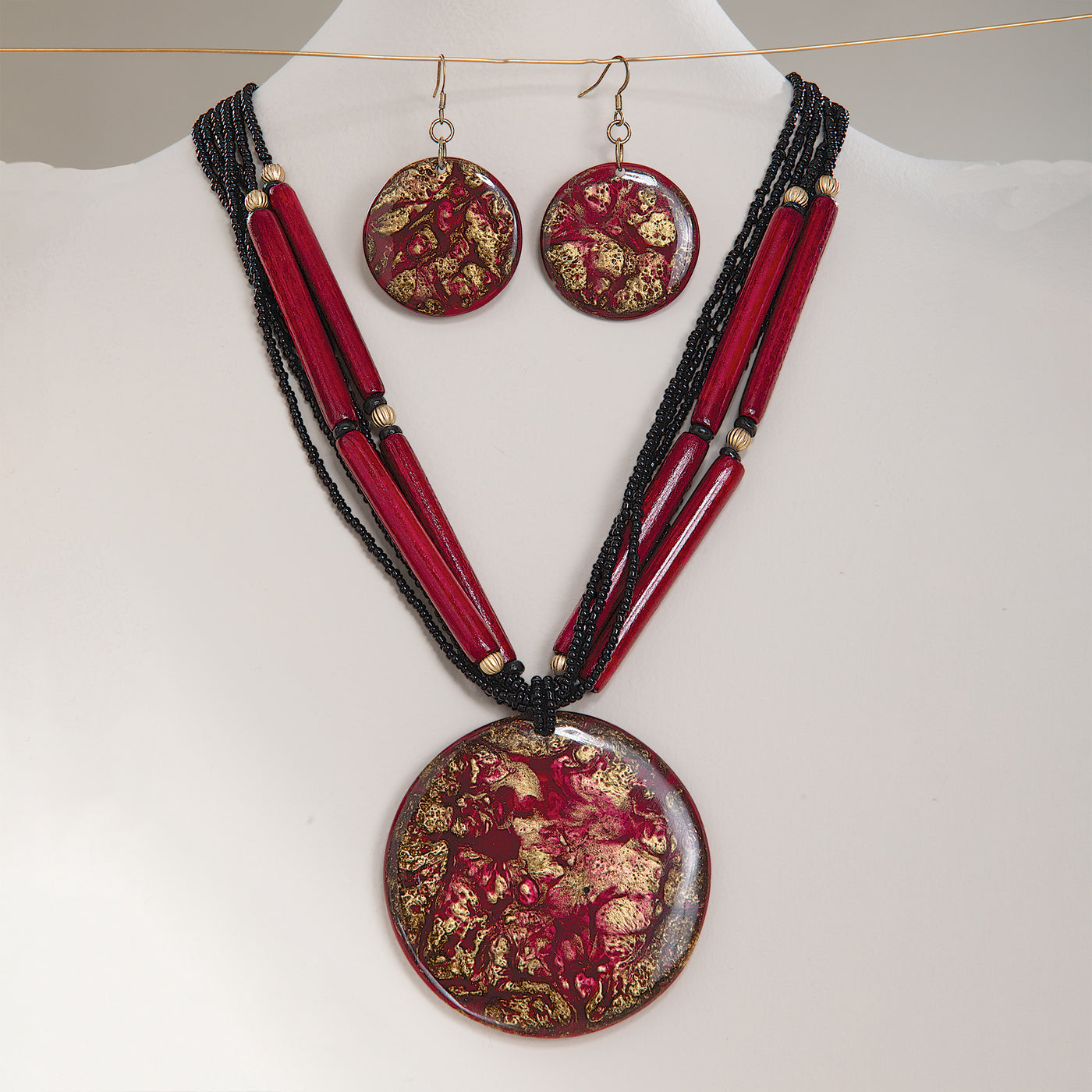 Burgundy Dusk Necklace & Earrings Set