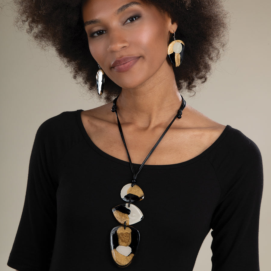 Hand-Painted Safari Abstract Necklace & Earrings Set