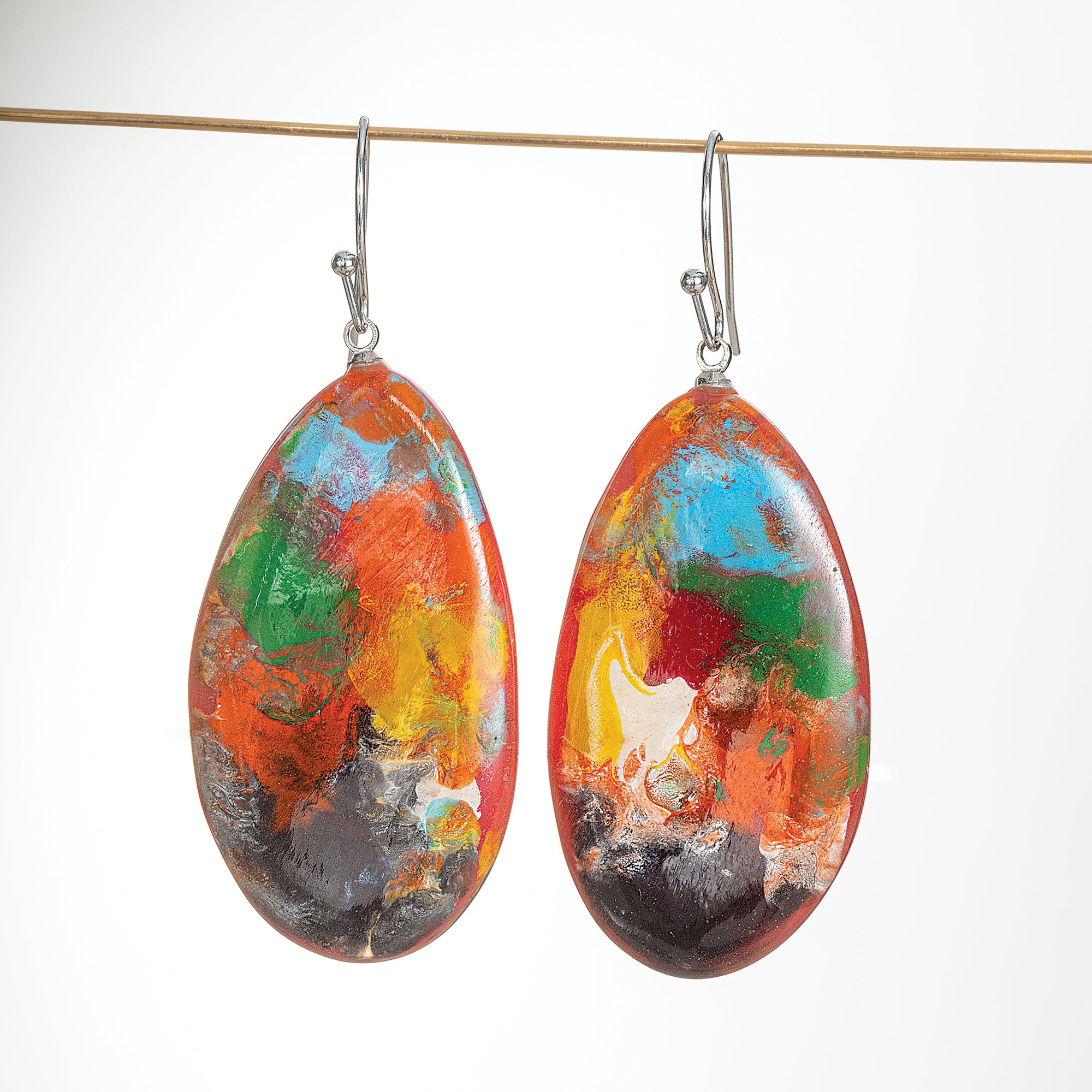 Hand-Painted Earth Tones Necklace & Earrings Set (Preorder)