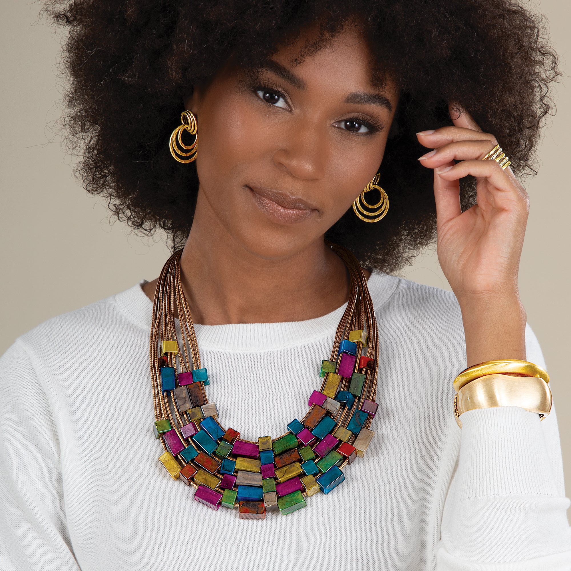 Beaded Multi-Strand Statement Necklace