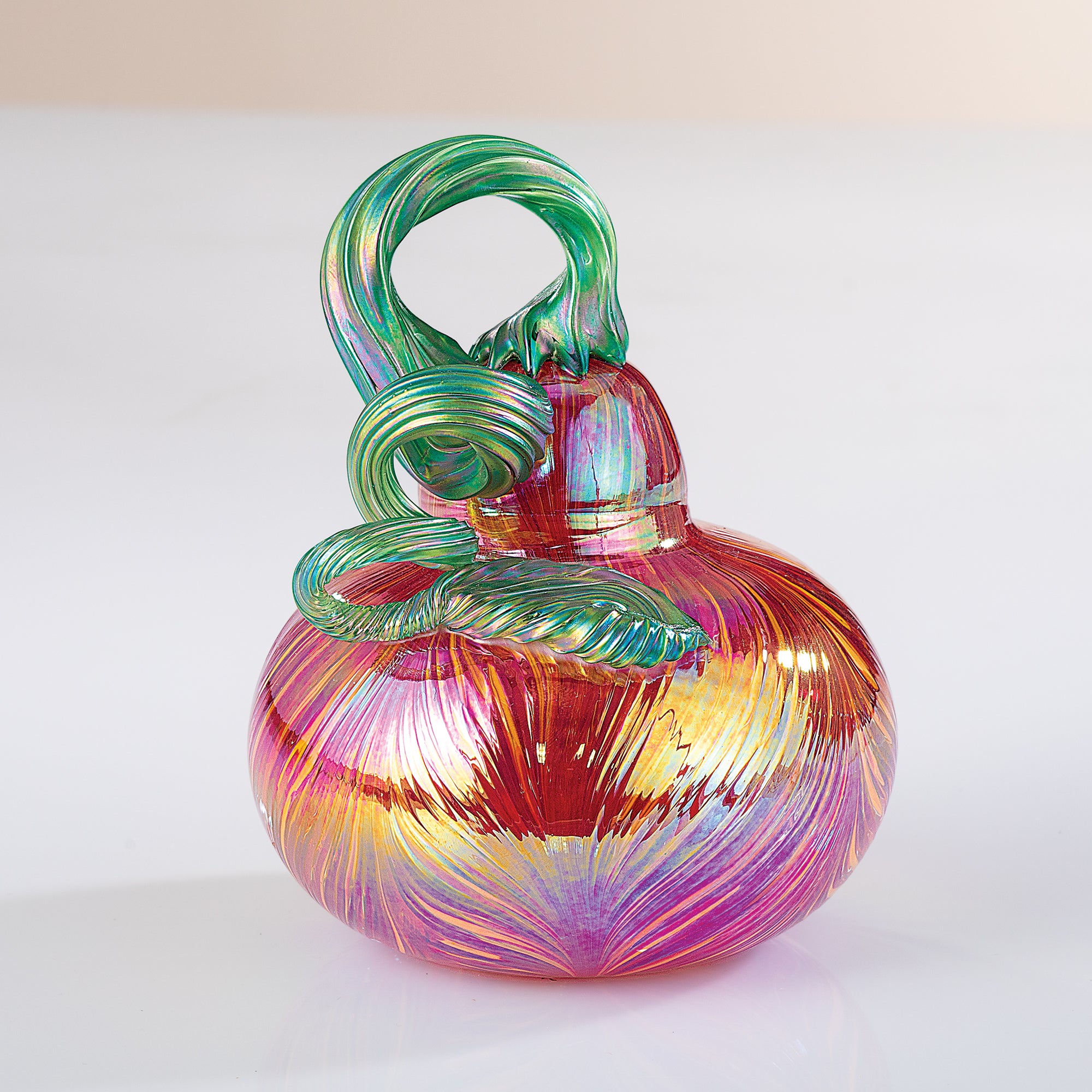 Hand-Blown Glass Fiery Red Short Gourd