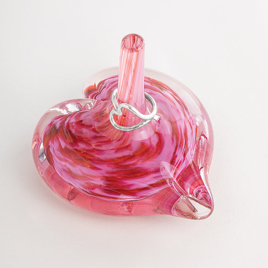 Hand-Sculpted Glass Heart Ring Holder