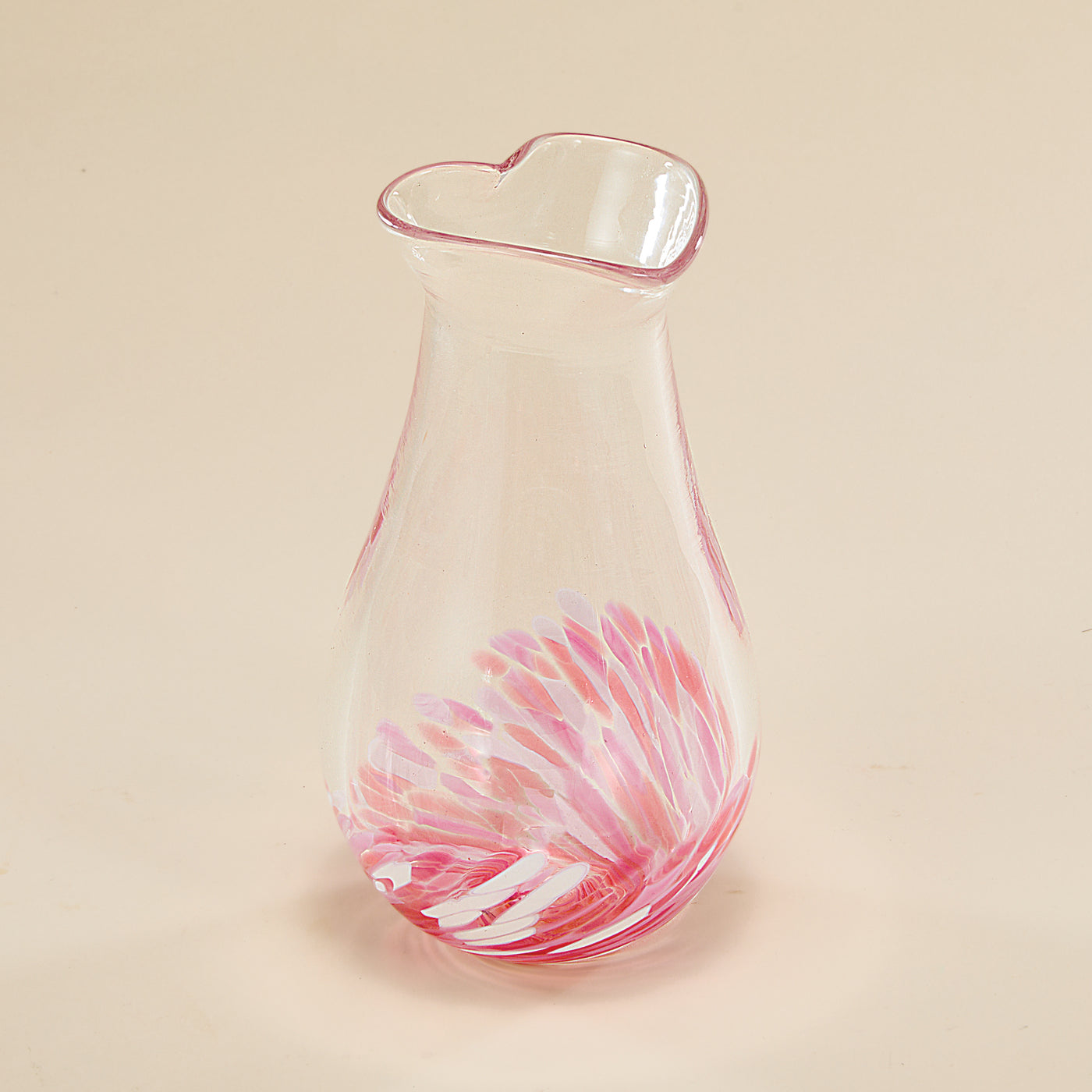 Hand-Blown Glass Pink Heart-Shaped Bud Vase