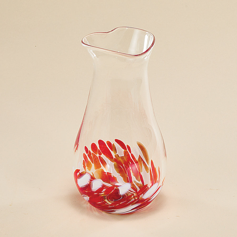 Hand-Blown Glass Red Heart-Shaped Bud Vase