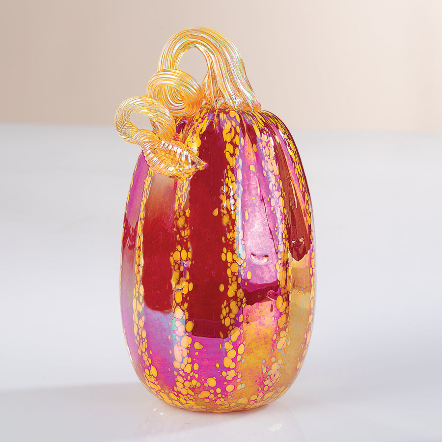 Hand-Blown Glass Fiery Red Tall Pumpkin