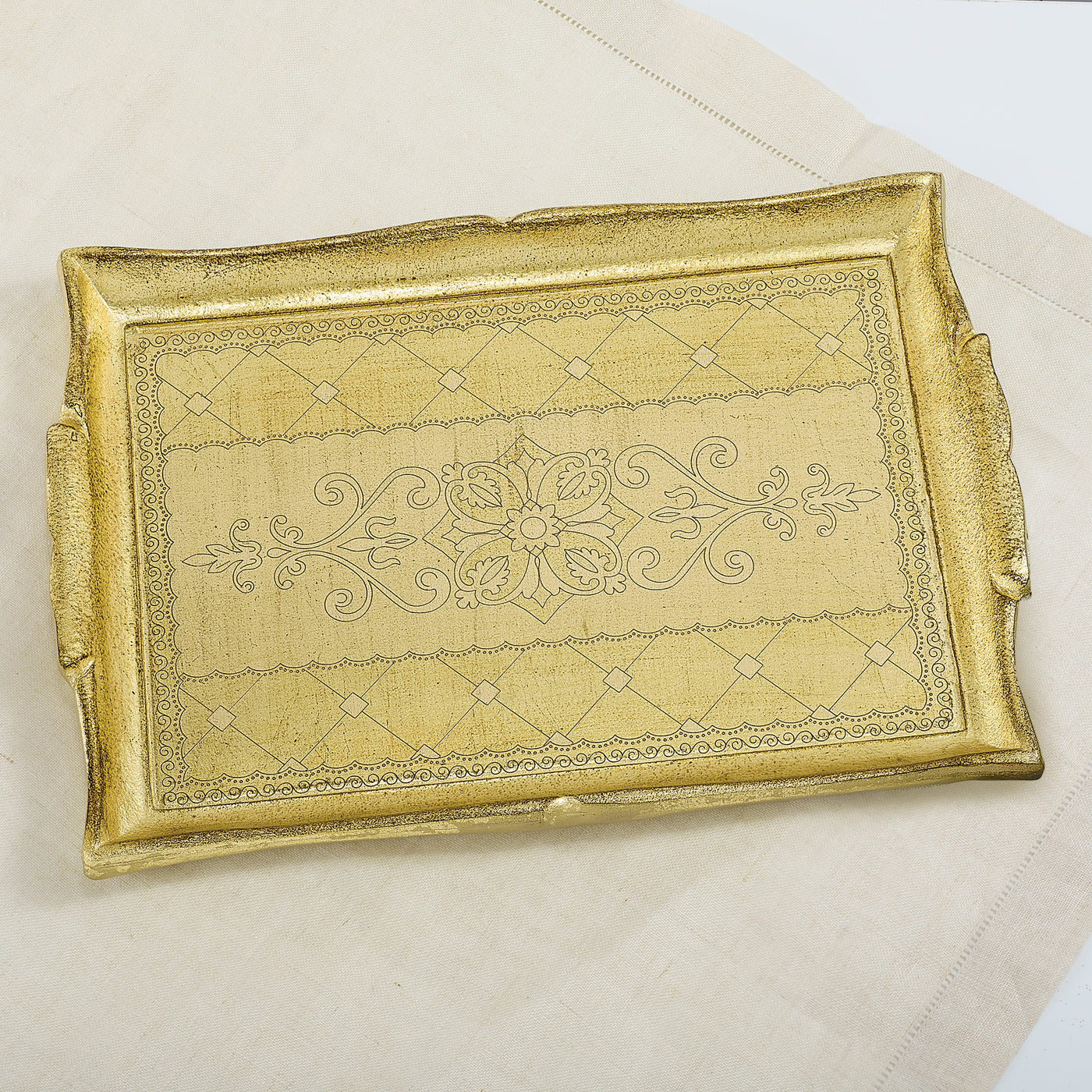 Golden Filigree Wood Serving Tray (Preorder)