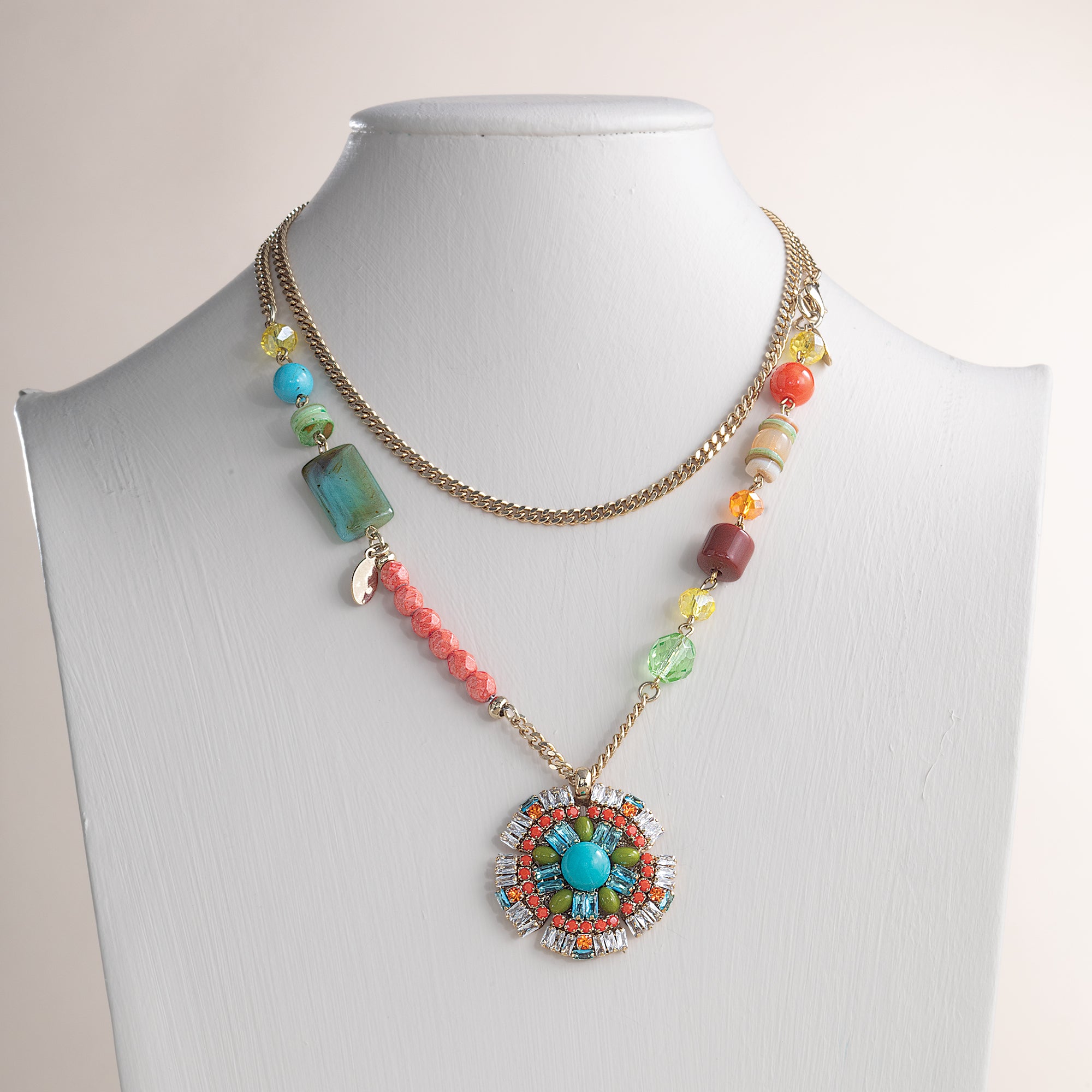 Captivating Cabochon & Crystal Necklace