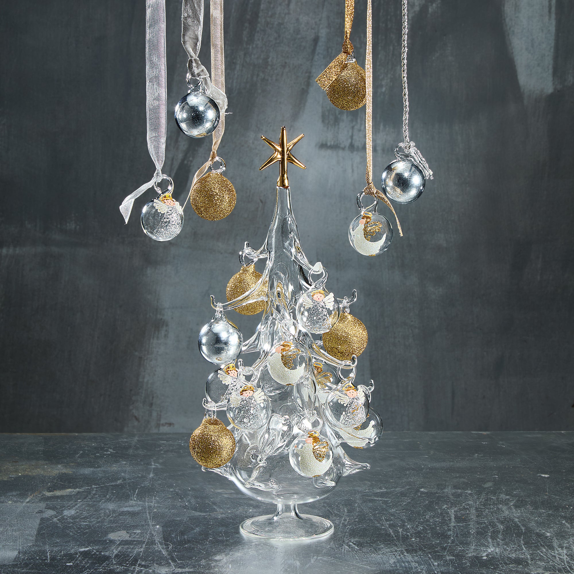 Hand-Blown Venetian Glass Angeli Christmas Tree