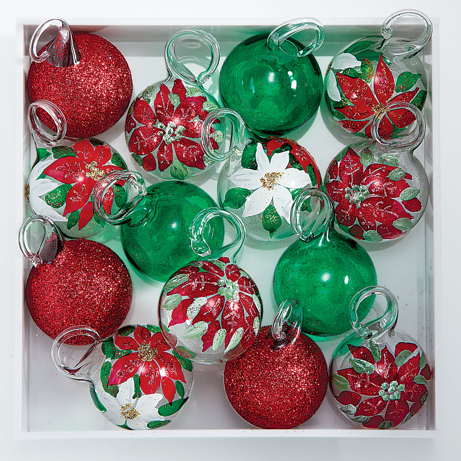 Hand-Blown Venetian Glass Stella Di Natale Ornaments Set Of 14