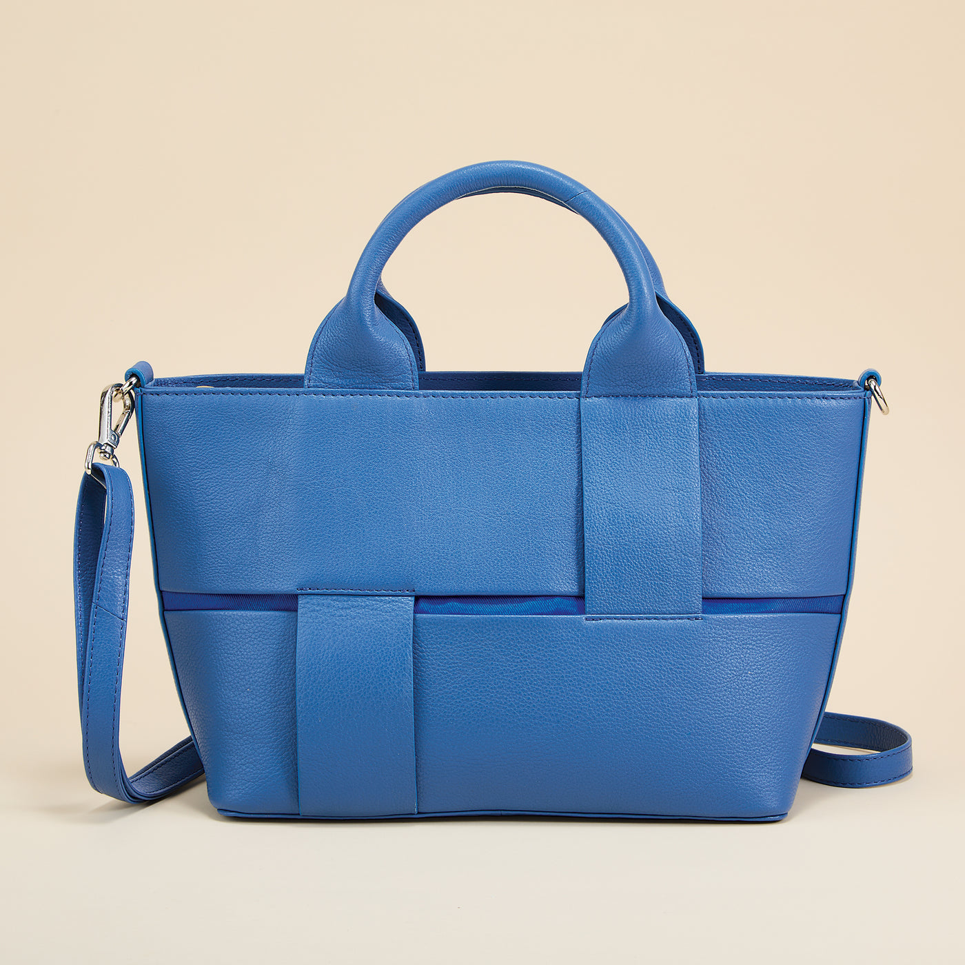 Blue Sapphire Woven Leather Tote Bag (Preorder)