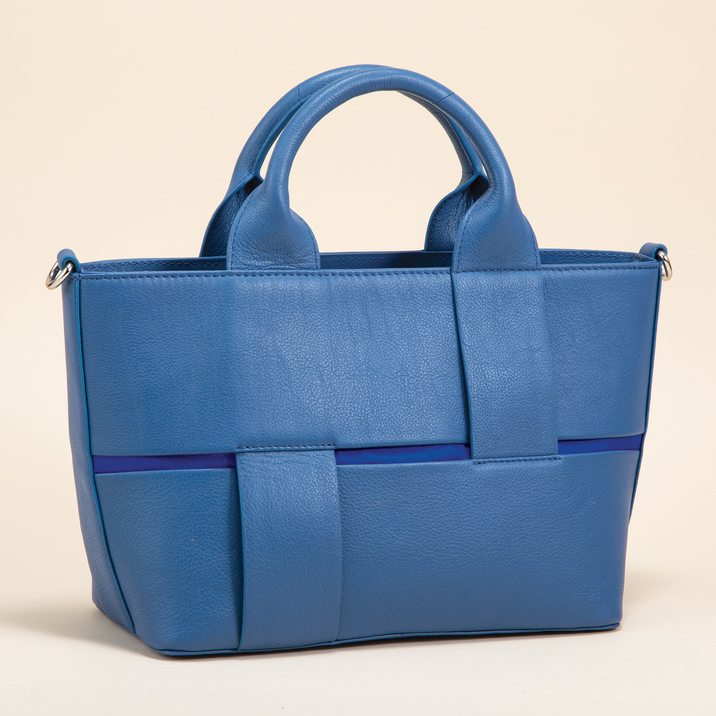 Blue Sapphire Woven Leather Tote Bag (Preorder)