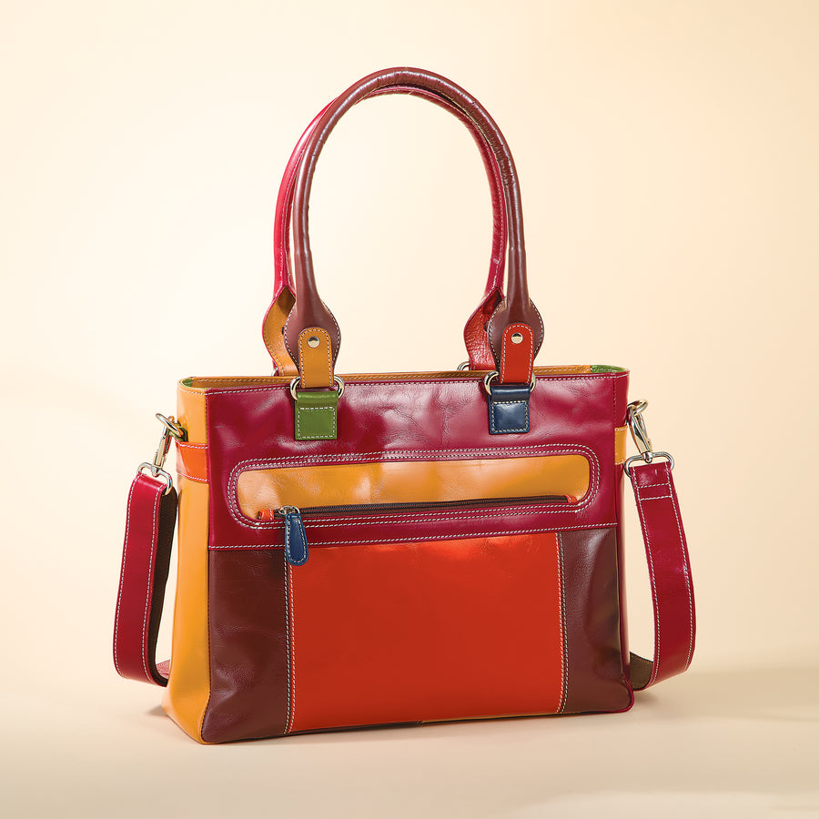 Colors Of Topaz Mixed Leather Tote (Preorder)