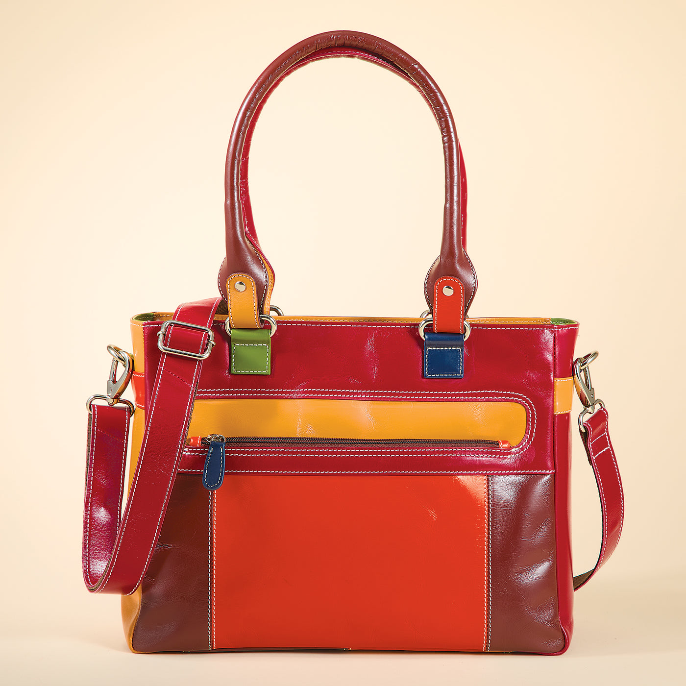 Colors Of Topaz Mixed Leather Tote