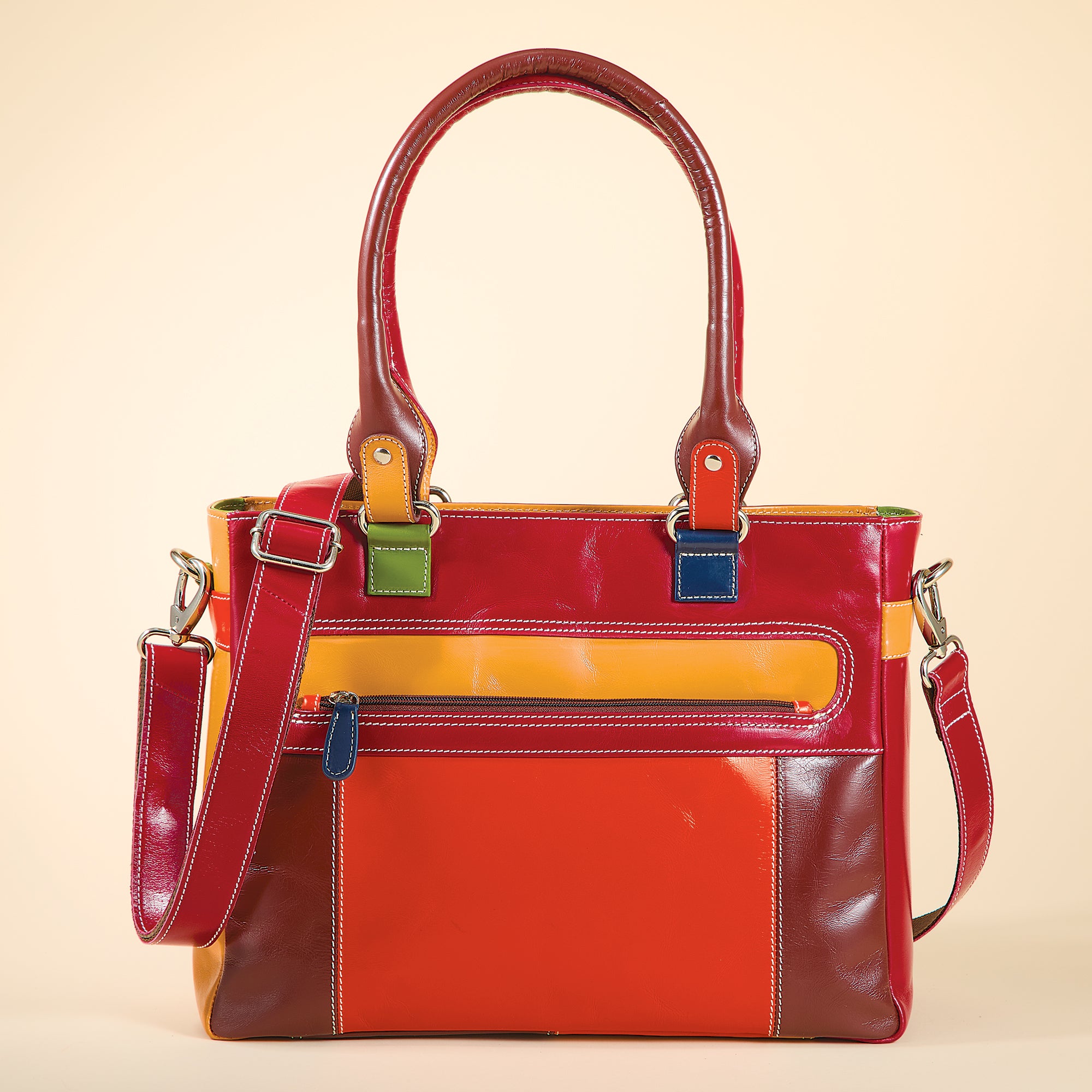 Colors Of Topaz Mixed Leather Tote (Preorder)