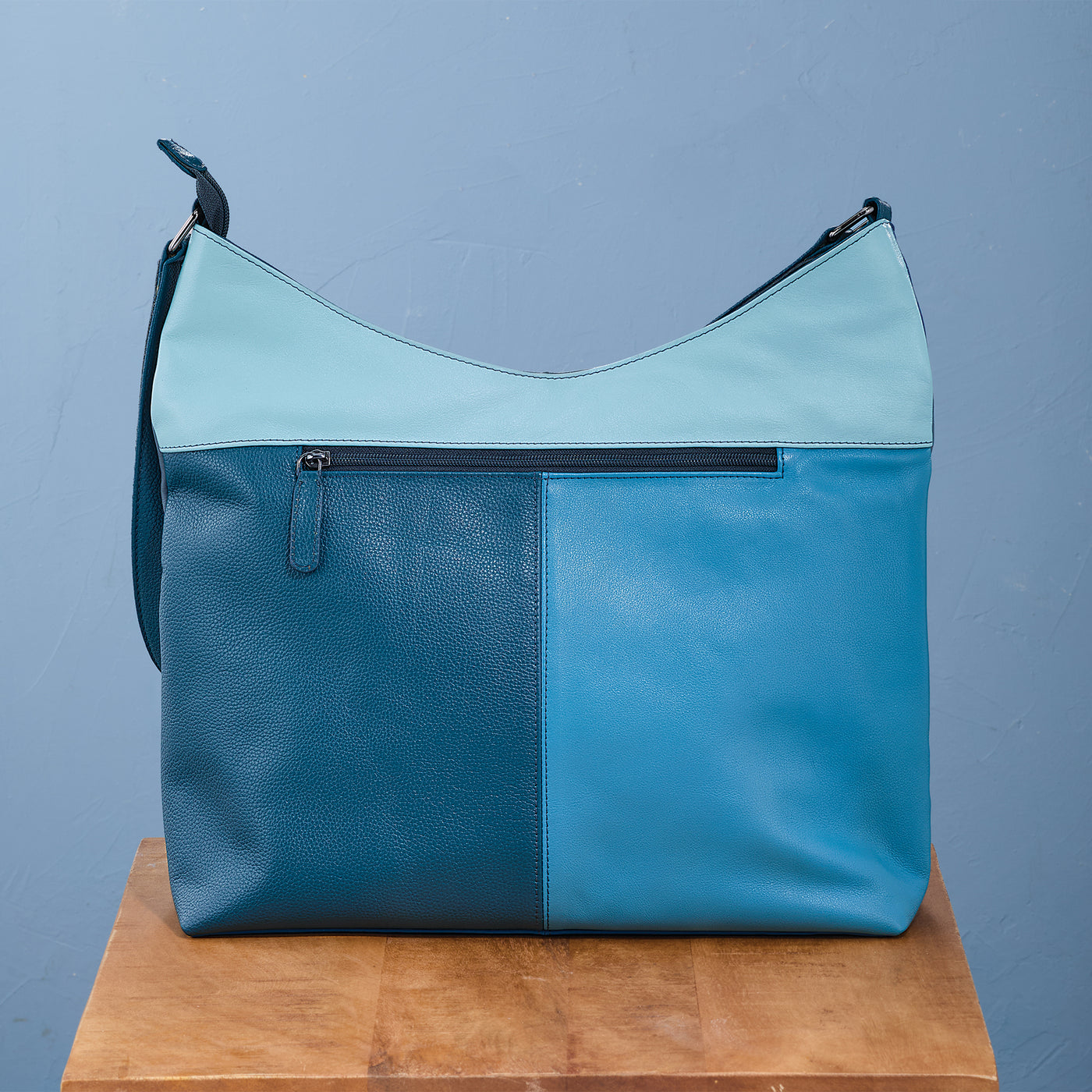 Blue Tourmaline Mixed Leather Hobo Bag (Preorder)