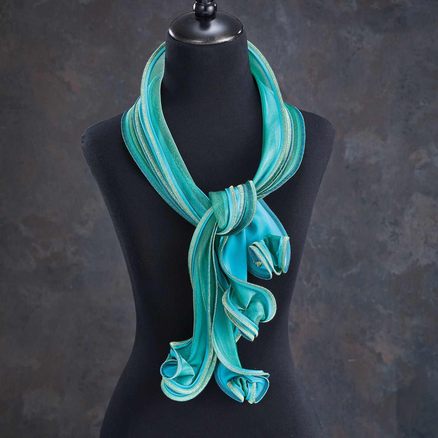 Aquamarine Shimmering Sculptural Scarf