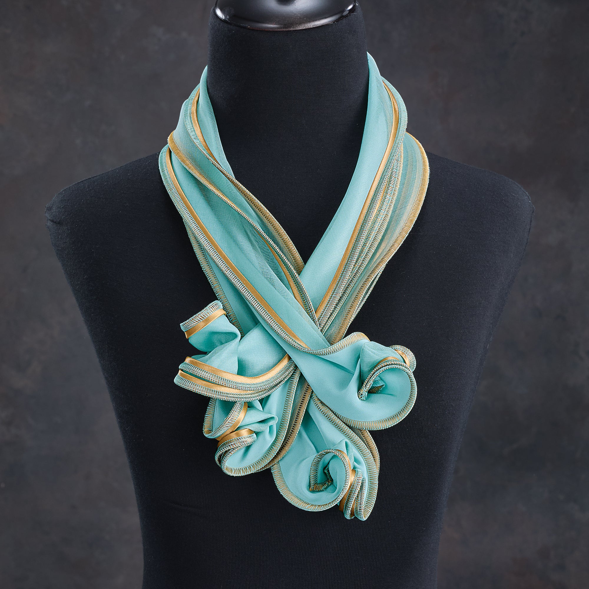 Aqua & Gold Short Sculptural Scarf