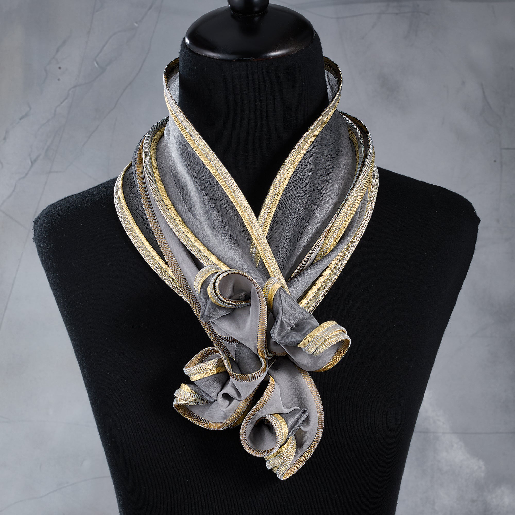 Sparkling Silver & Gold Short Sculptural Scarf