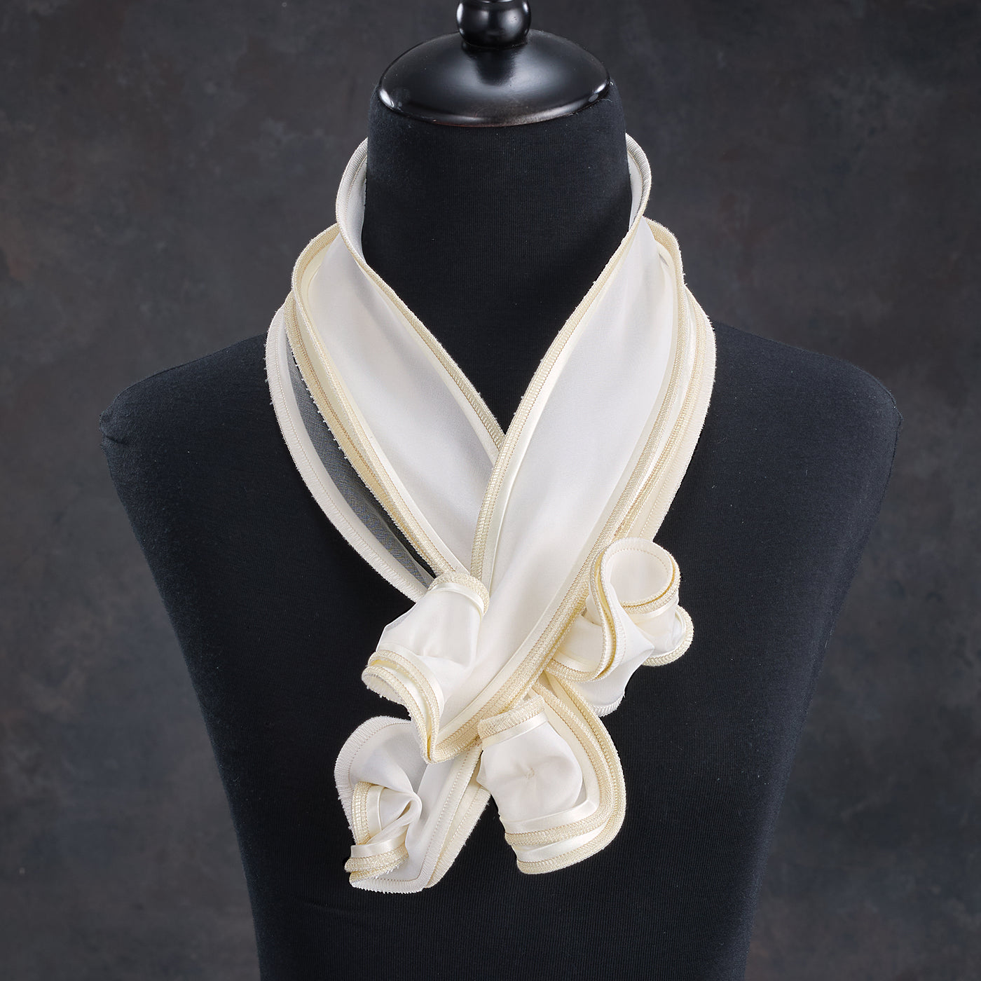 Ivory & Gold Short Sculptural Scarf