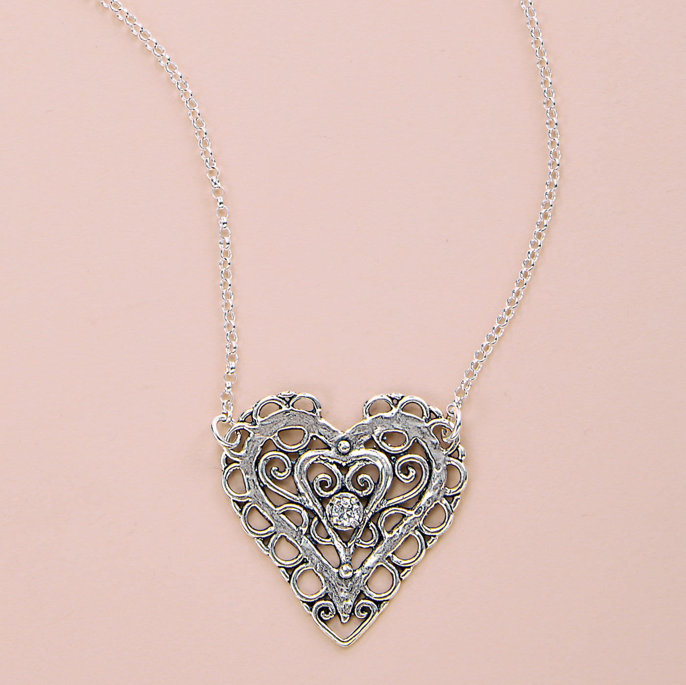 Be Still My Heart Filigree Heart Necklace