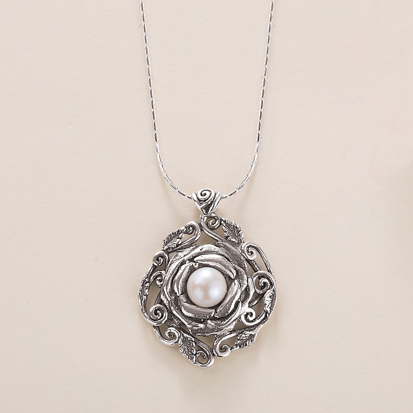 Sterling Silver Nestled Pearls Necklace