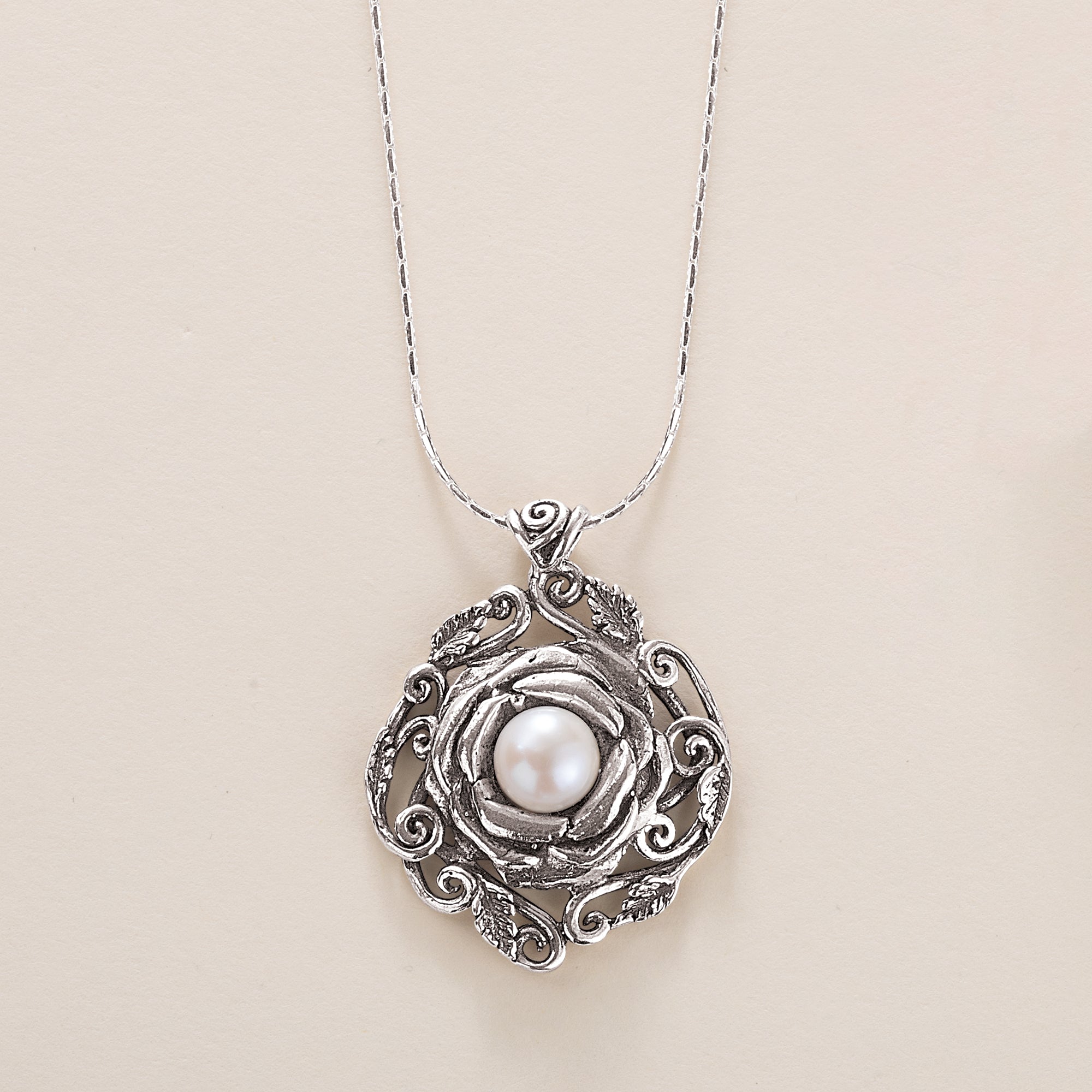 Sterling Silver Nestled Pearls Necklace