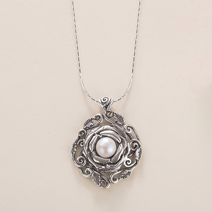 Sterling Silver Nestled Pearls Necklace