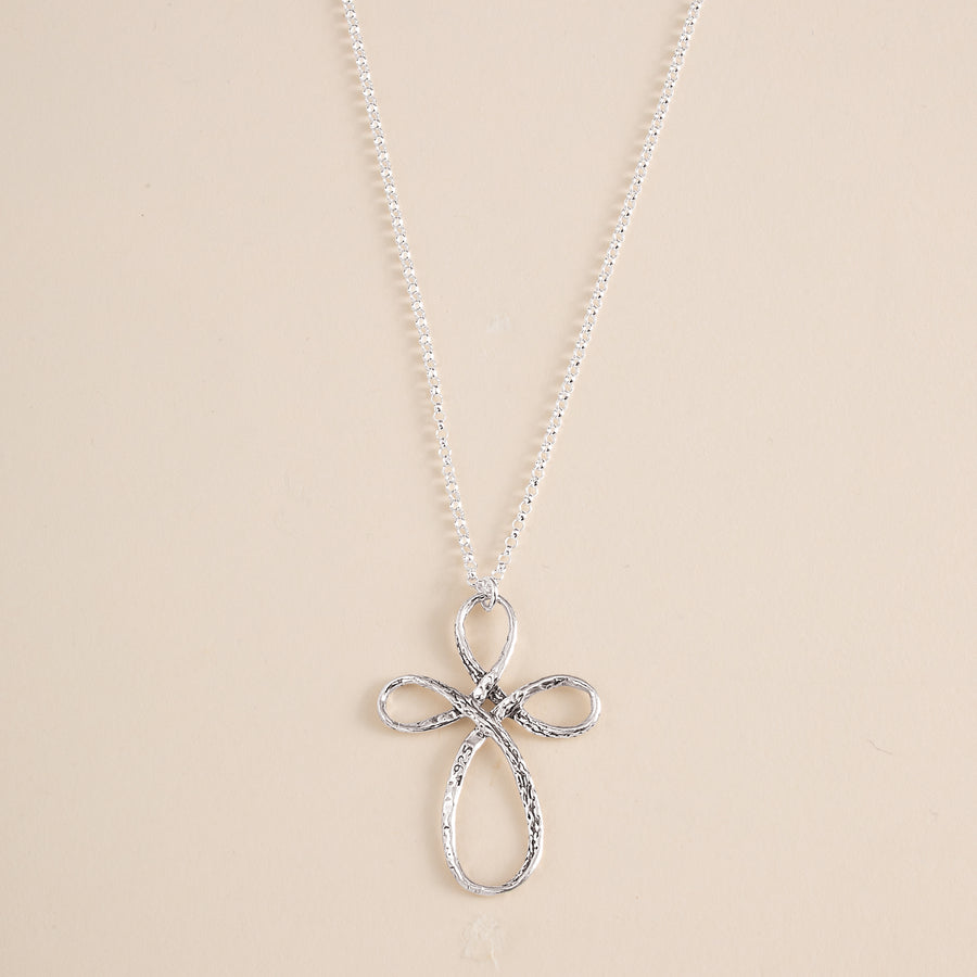 Sterling Silver Textured Cross Necklace