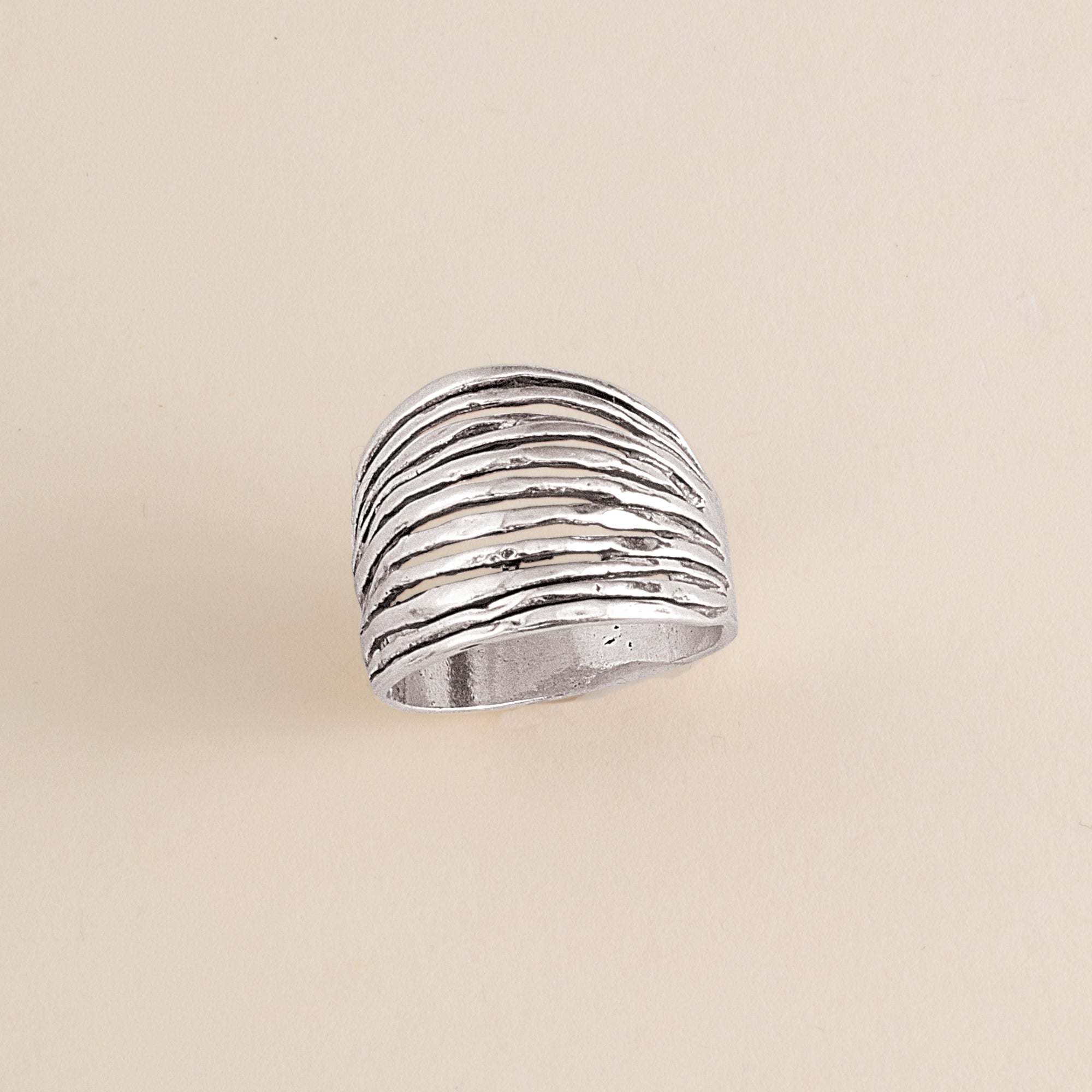 Sterling Silver Textured Twigs Band Ring