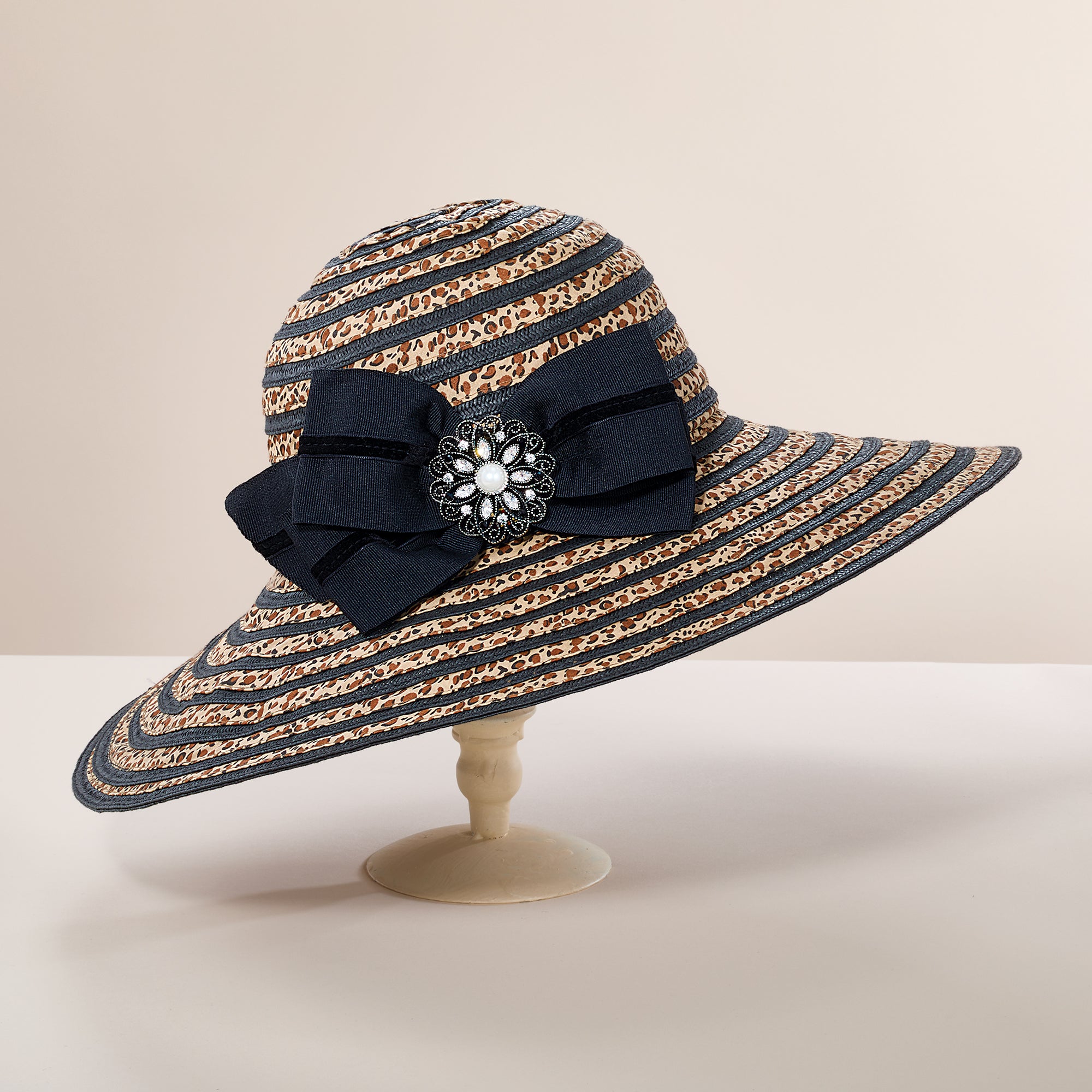 Bedelia Two-Toned Leopard Print Sun Hat