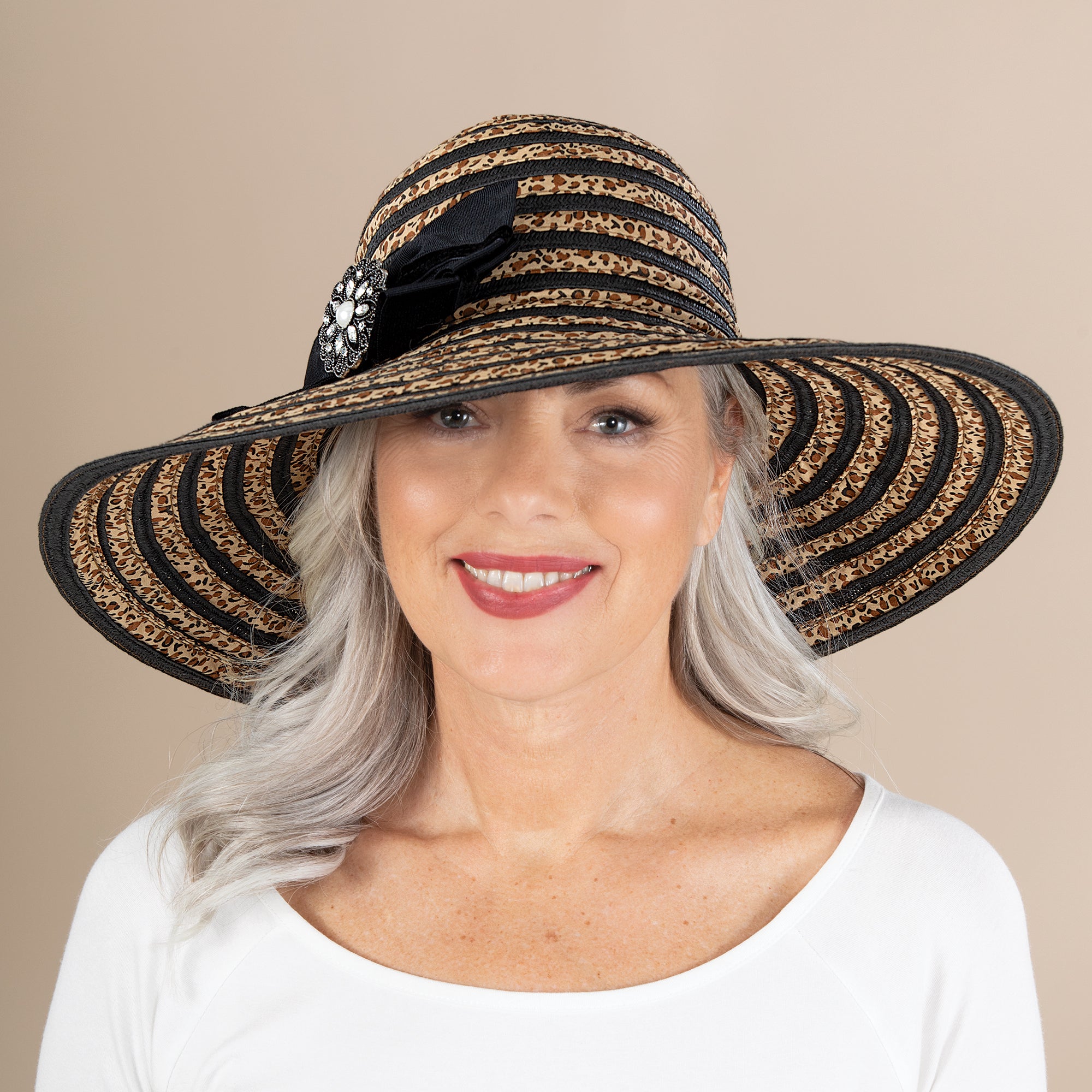 Bedelia Two-Toned Leopard Print Sun Hat