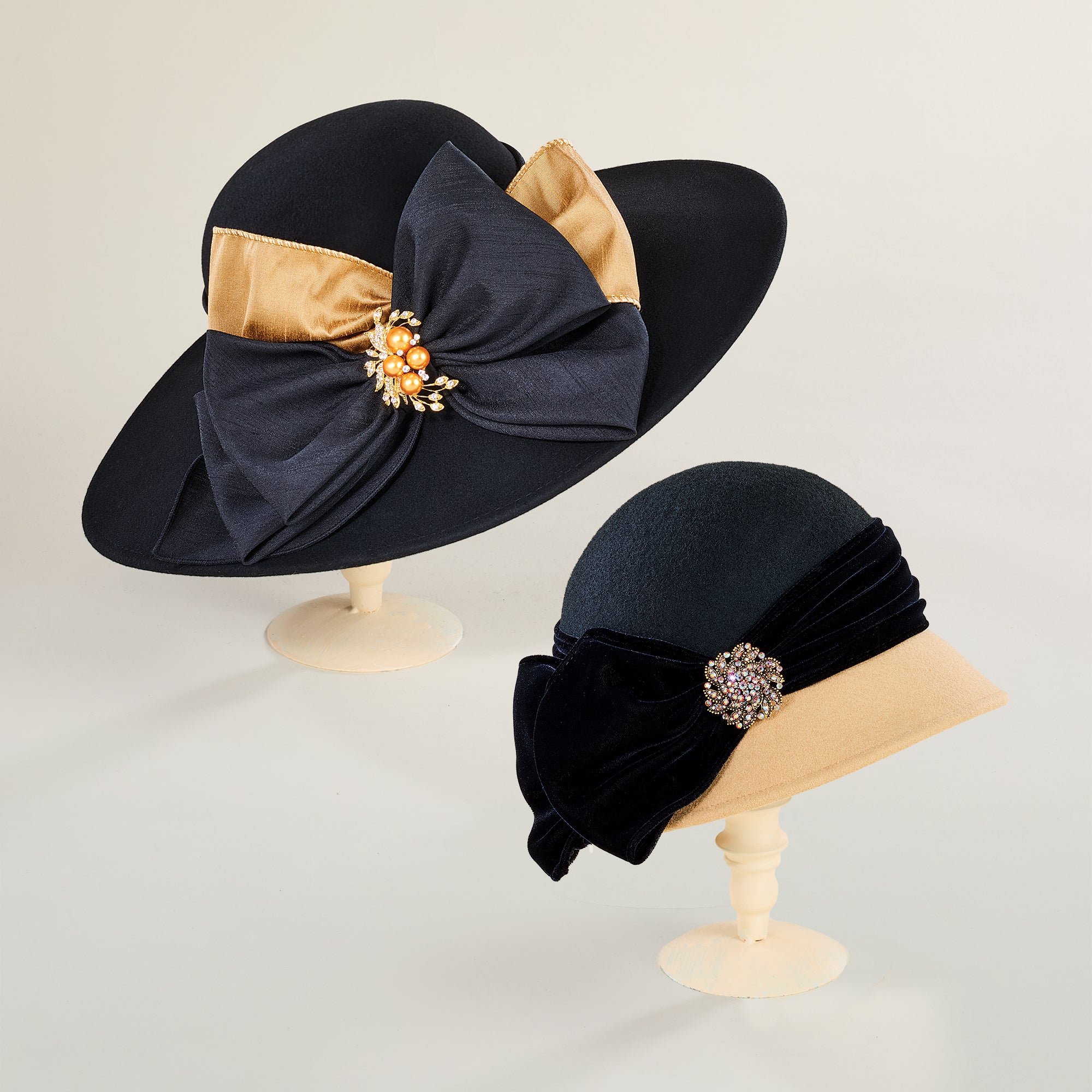 Zelda Two-Toned Black Cloche