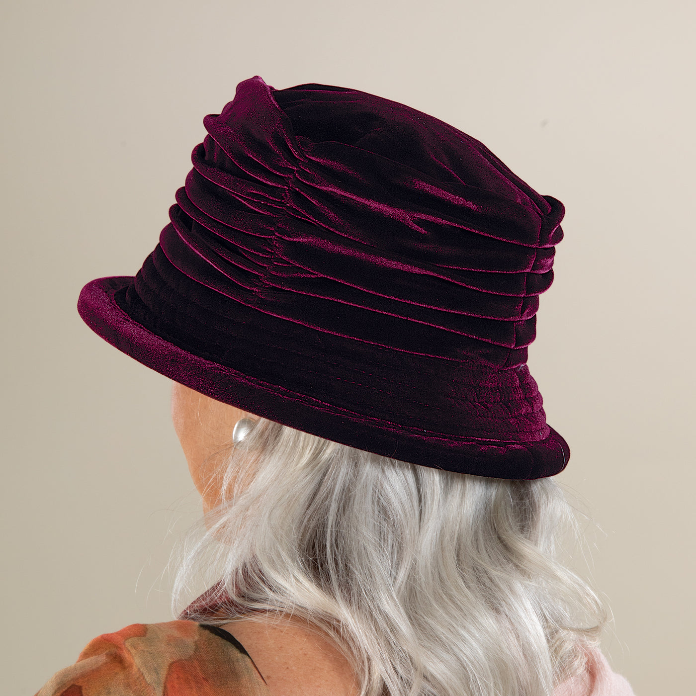 Daphne Burgundy Rose Velvet Cloche