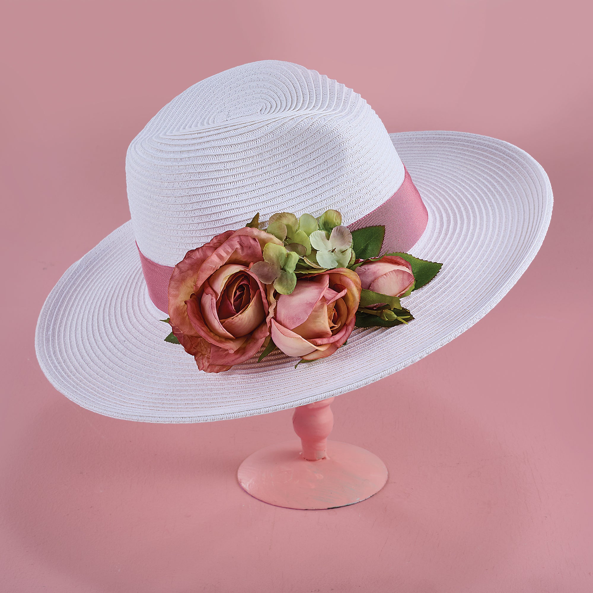 Diana White Floral Fedora