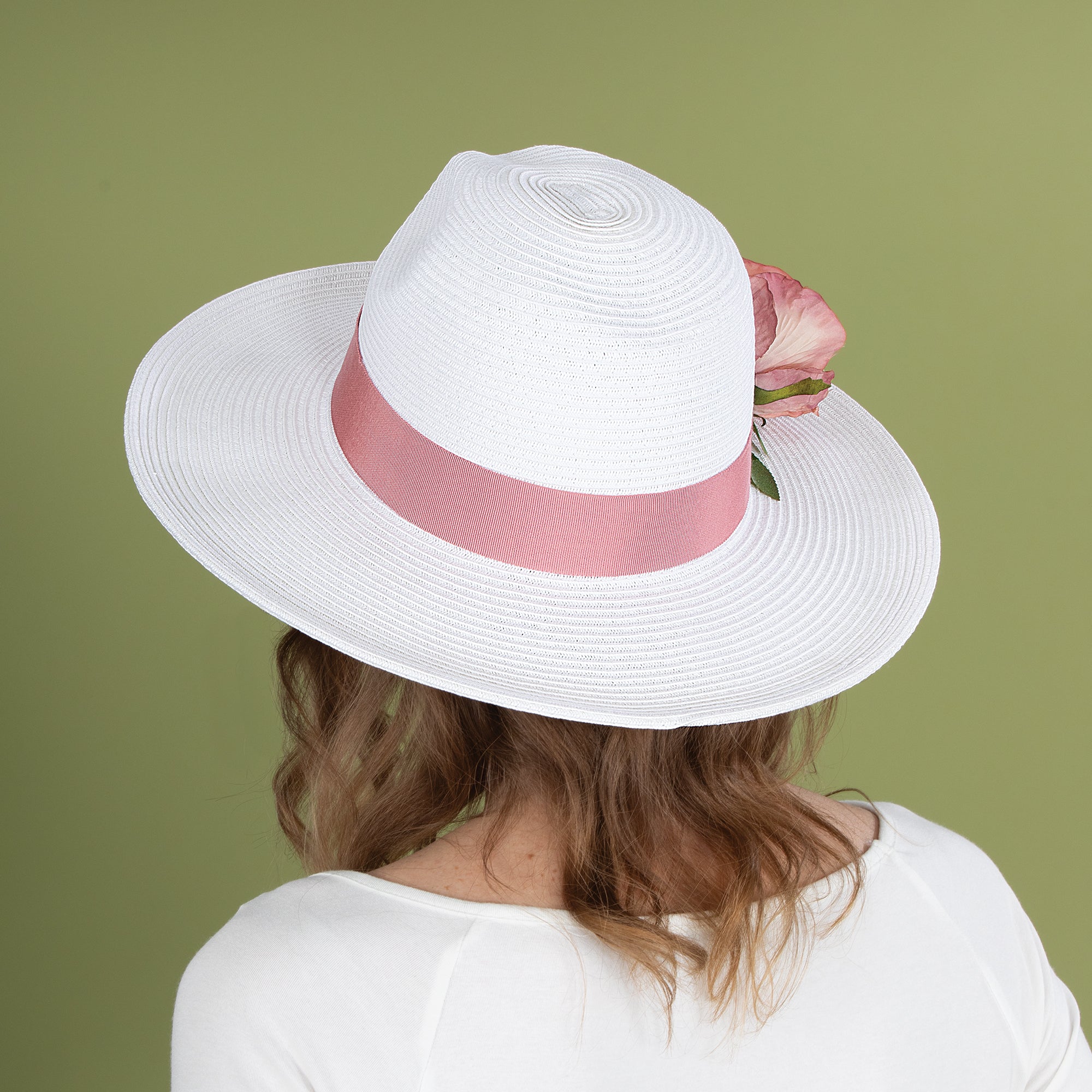 Diana White Floral Fedora