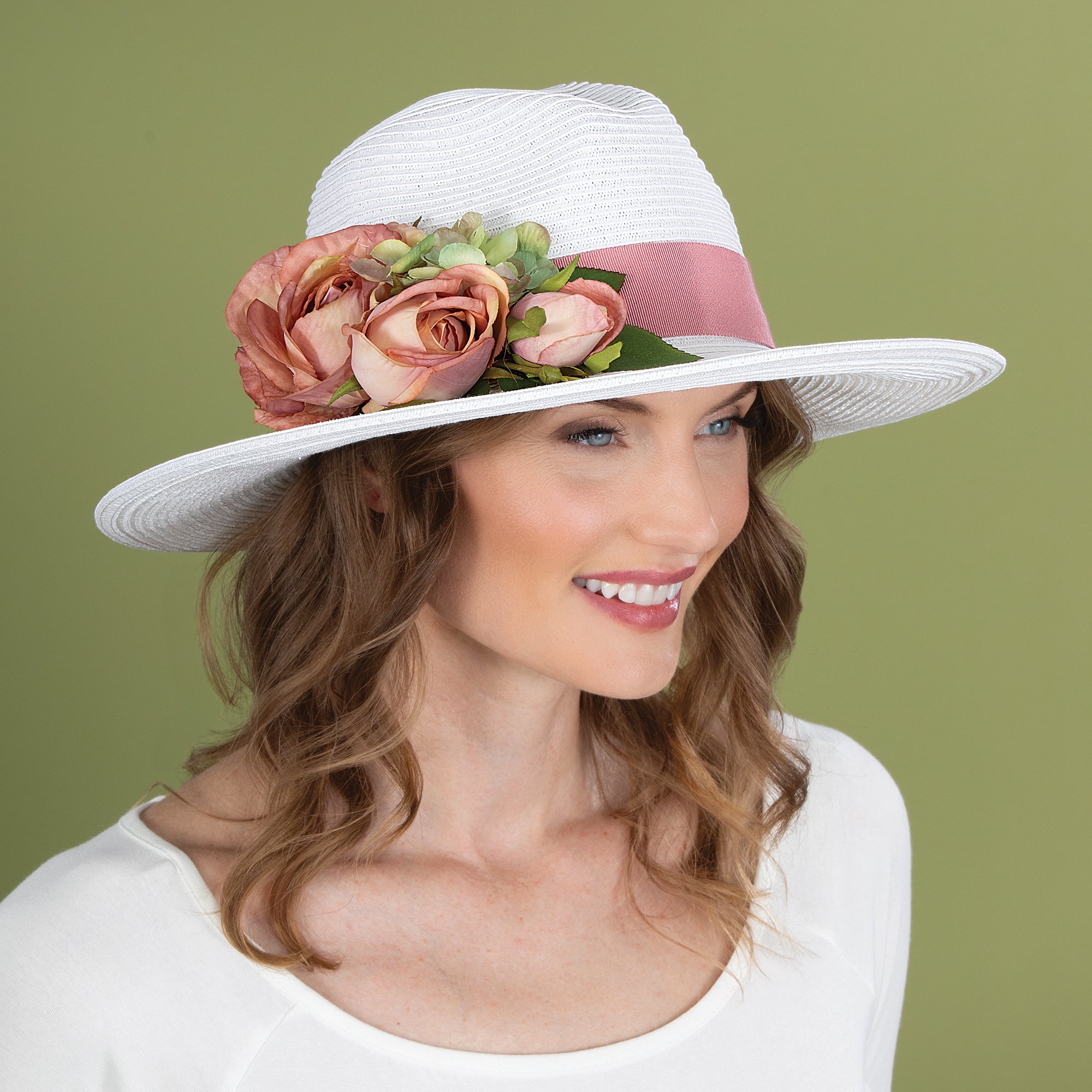 Diana White Floral Fedora