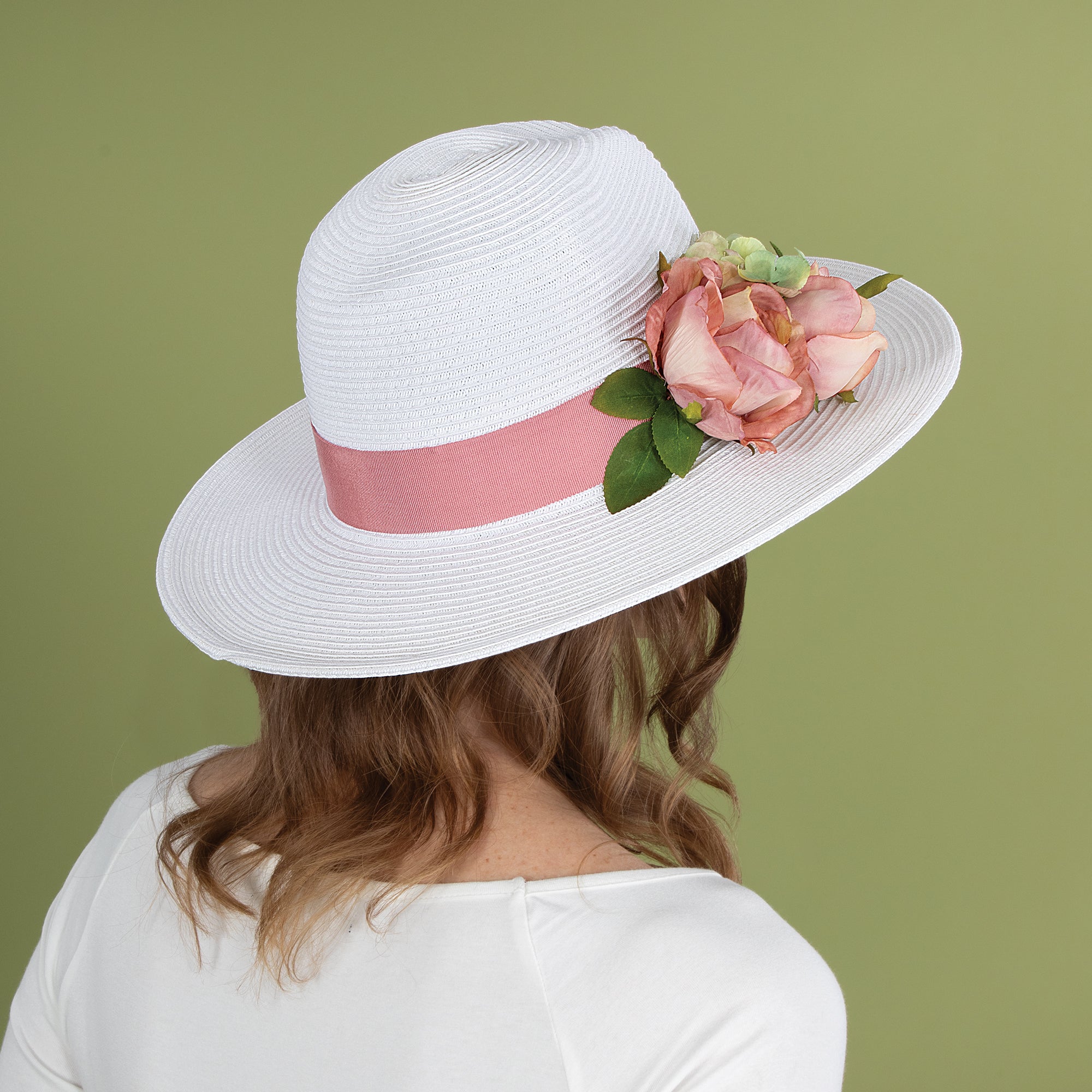 Diana White Floral Fedora