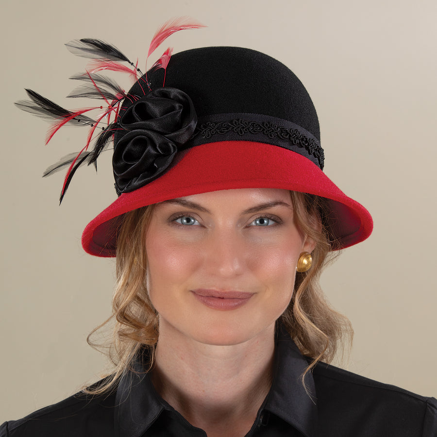 Farah Black & Red Wool Cloche