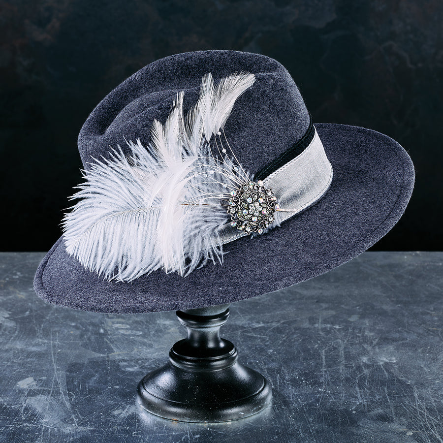 Jacey Grey Wide-Brimmed Wool Fedora