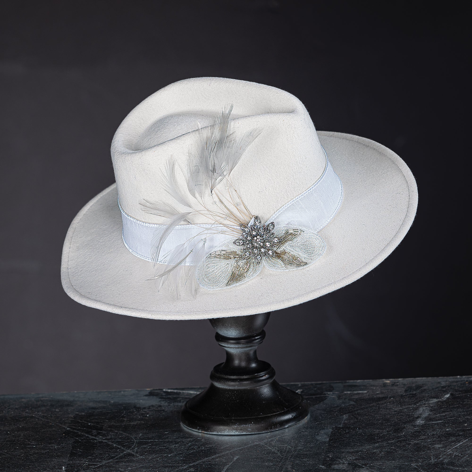 Whitney Winter White Wool Fedora